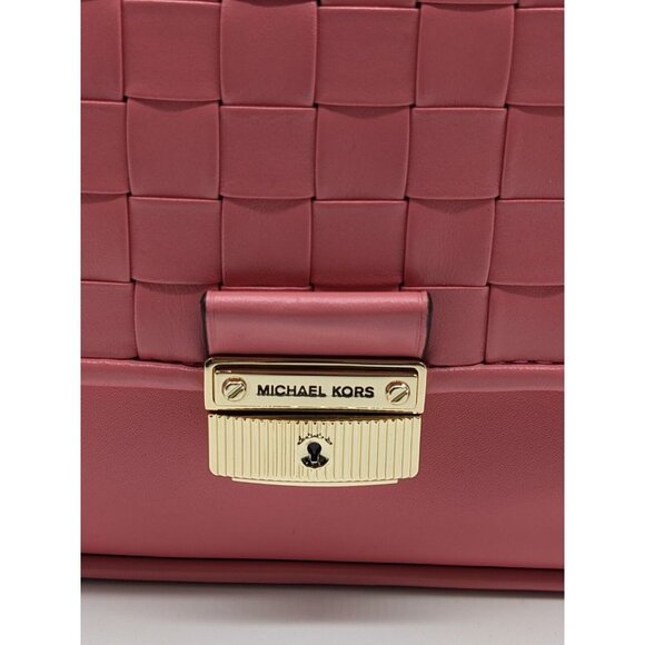 MICHAEL KORS Bradshaw woven leather women's crossbody shoulder bag -TEA ROSE - Picture 3 of 16